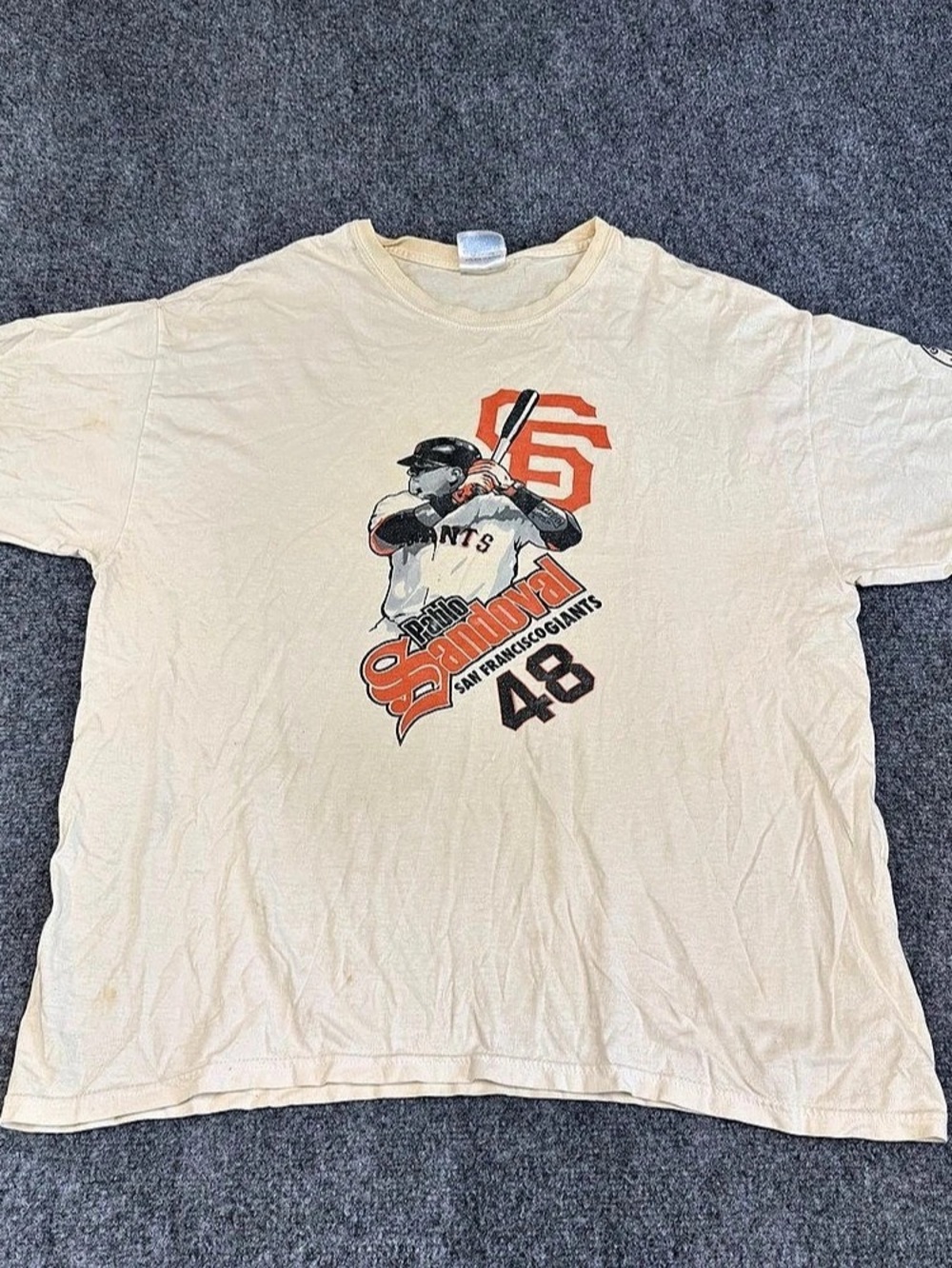 Hanes Pablo Sandoval San Francisco Giants 48 T-Shirt Graphic Tee Cream XL